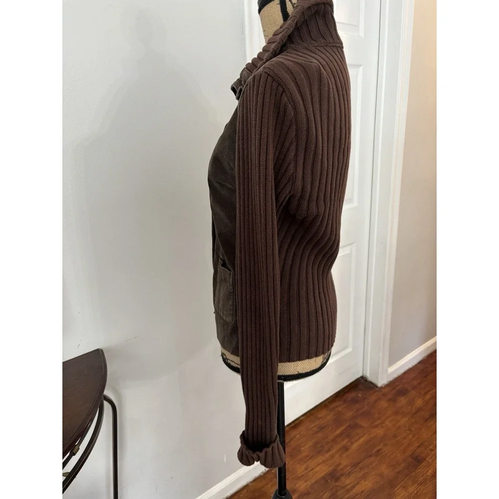 Kim Rogers 100%leather Sweater Jacket‎ Brown Size M Spot On Arm